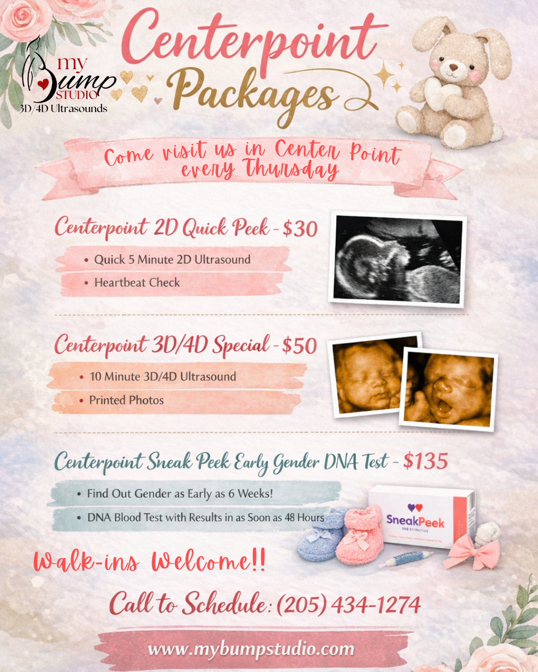 3D 4D ultrasound Center Point Alabama My Bump Studio location